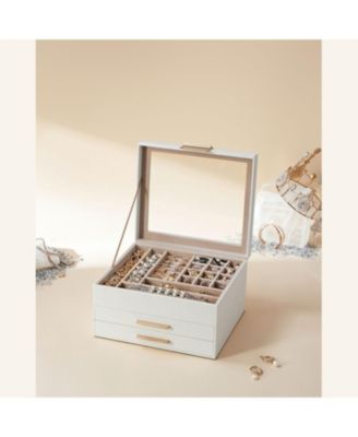 Multi-Layer Jewelry Organizer Storage Box for Rings, Necklaces