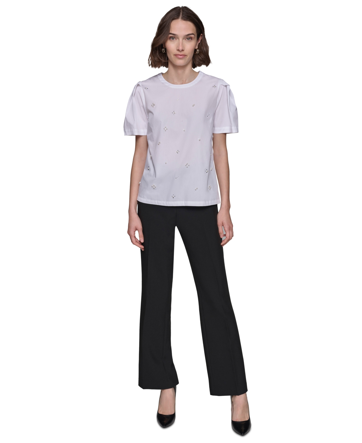 Karl Lagerfeld Women's Embellished Short-Sleeve Blouse