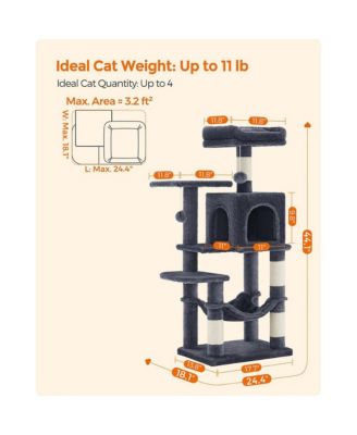 Cat Tree, Cat Tower, Cat Condo With Scratching Posts, Hammock, Plush Perch, Cat Activity Center