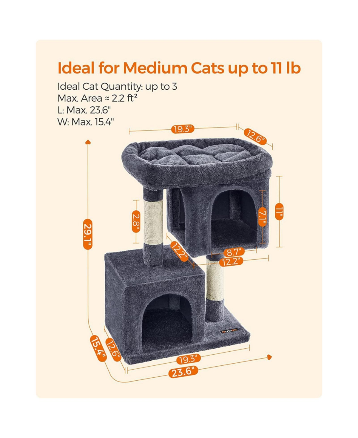 Slickblue Cat Tree With Plush Condos, Sisal-covered Scratching Posts, Cat Furniture For Kittens