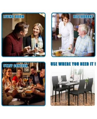 5 Piece Dining Table Set for 4 Glass Dining Table and 4 Chairs Black