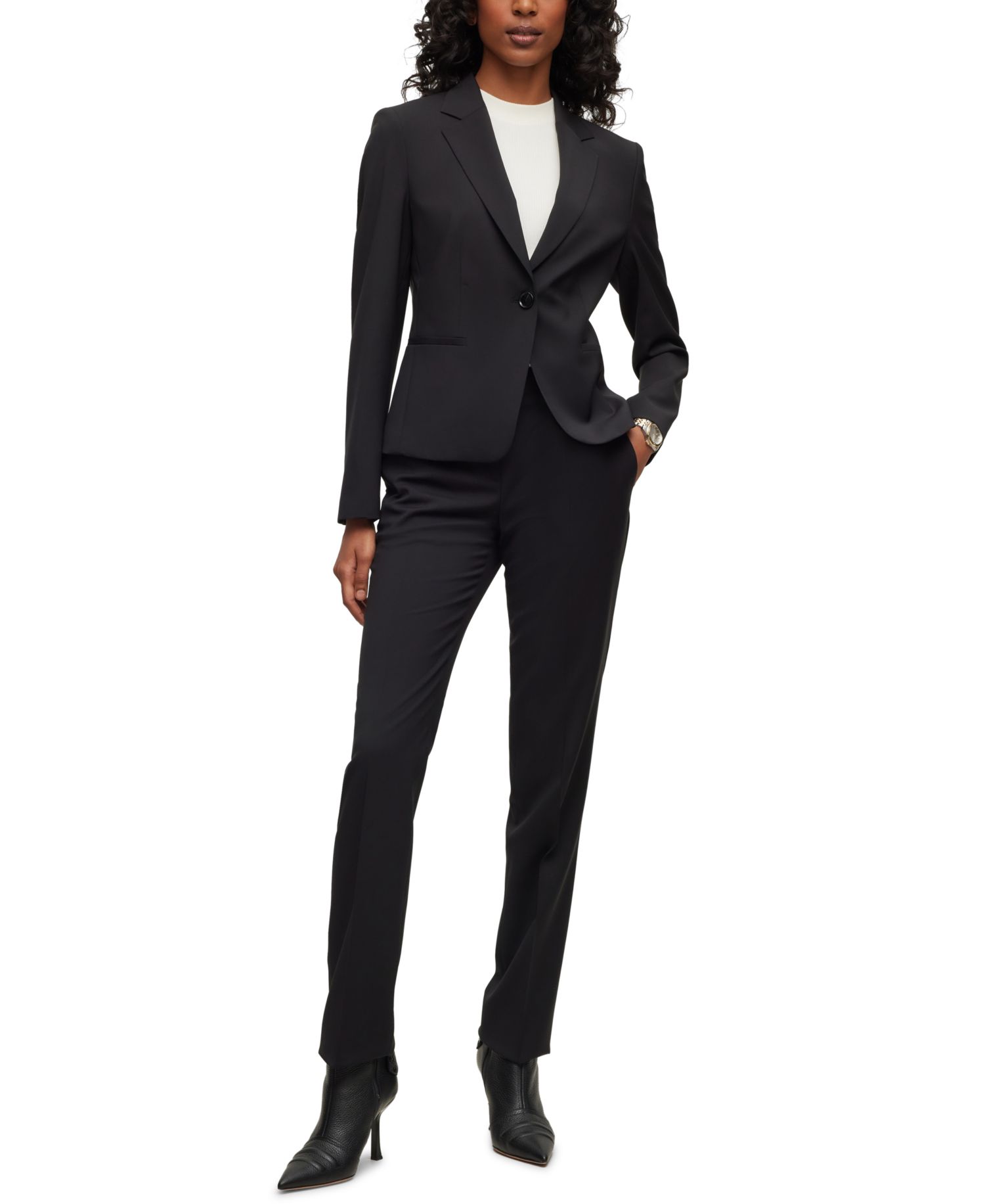 BOSS by Women's Wool Regular-Fit High-Rise Pants