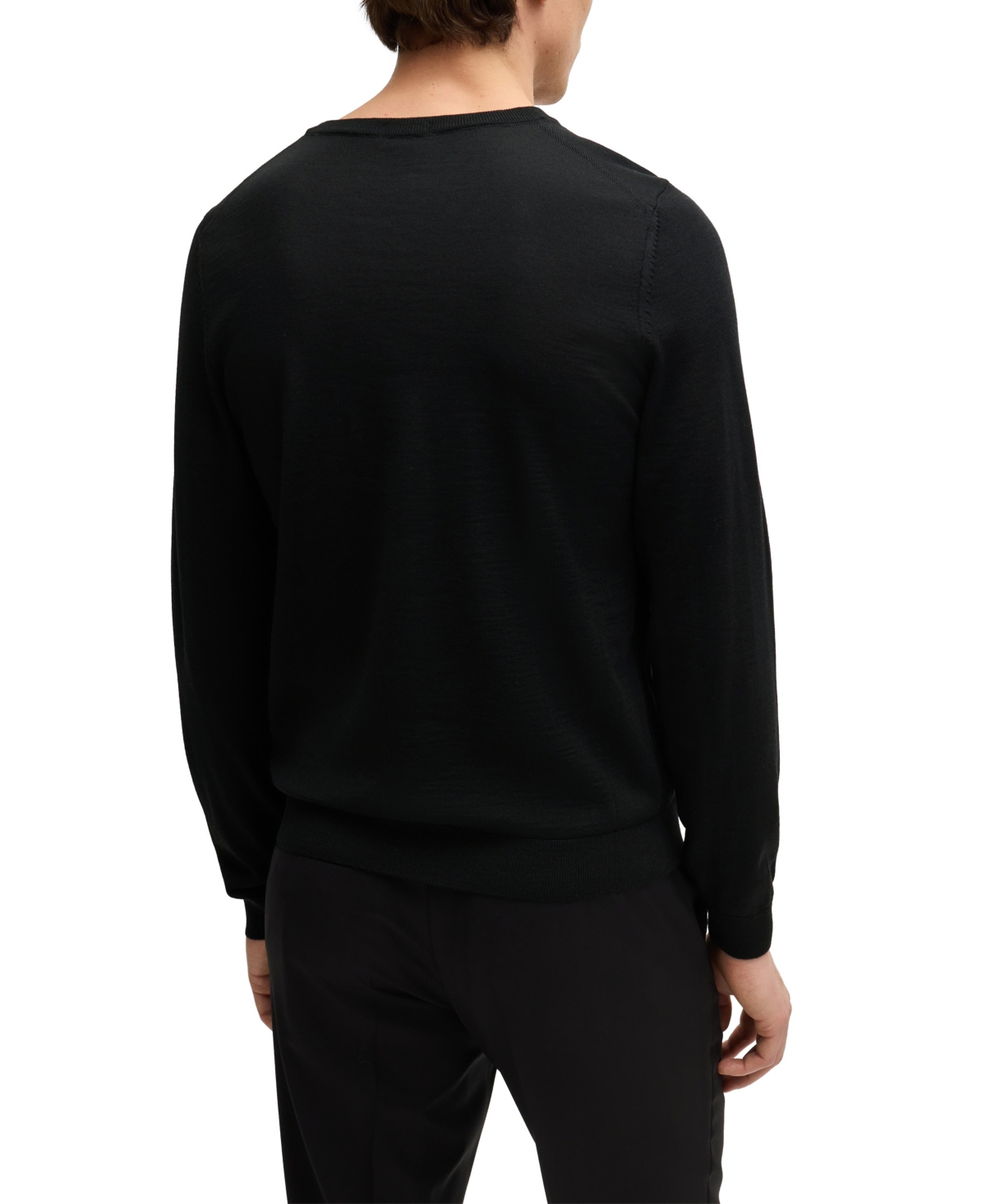 Shop Hugo Boss Boss By  Men's Slim-fit Merino Wool V-neck Sweater In Black