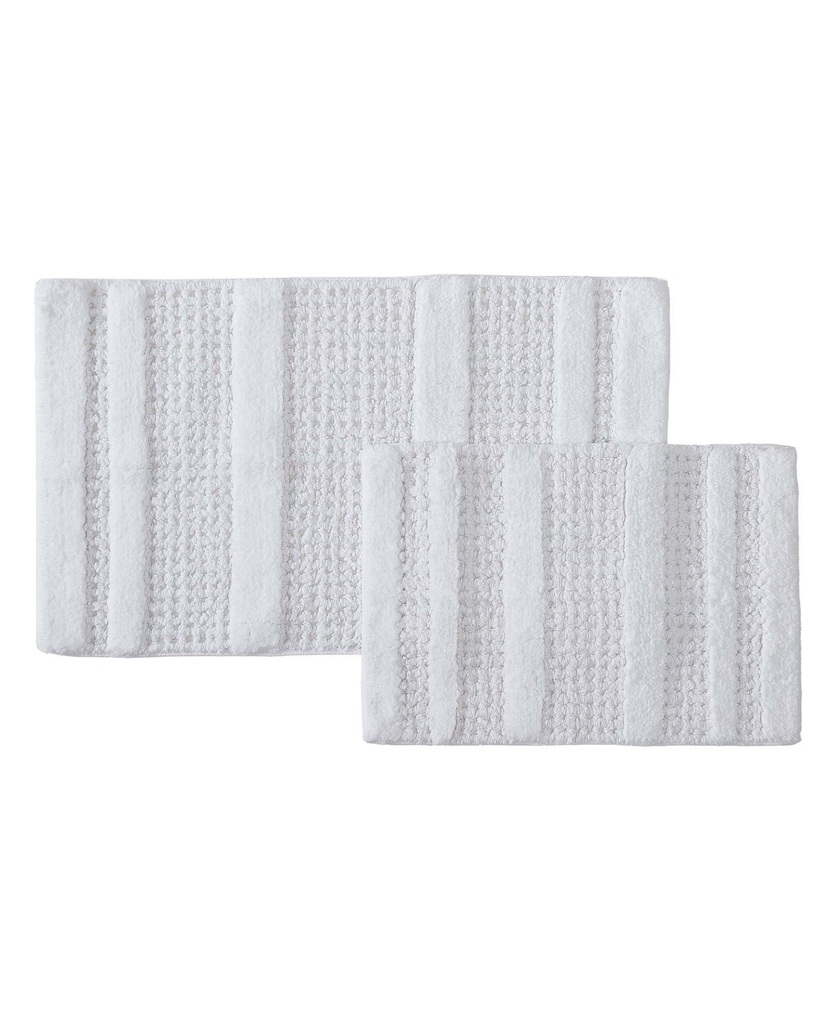 Kenneth Cole Reaction Waffle Cotton Tufted 2 Piece Bath Rug Set In White