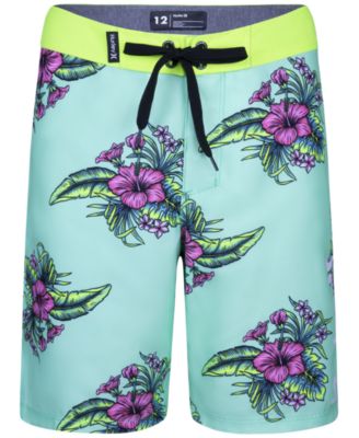 Hurley Floral Boardshorts Big Kids Green Glow 18 Big Kid