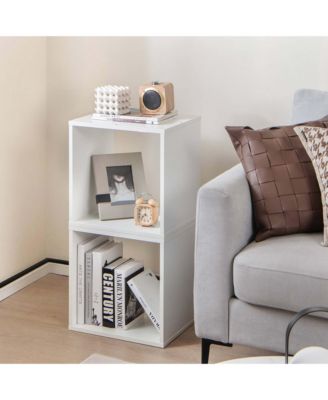 Stackable Storage Cube Organizer with 2 Free-Standing Bookcase Units