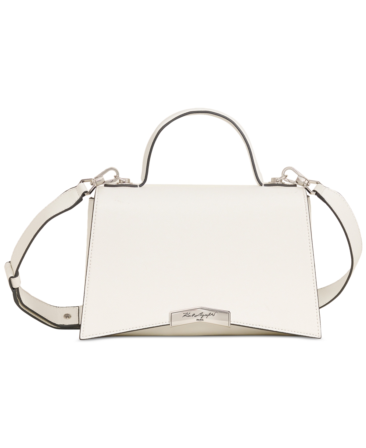 Shop Karl Lagerfeld Tropez Small Leather Satchel In Wntr Wht,s