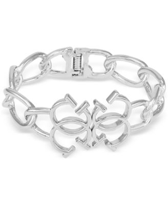 GUESS - Silver-Tone Quatro G Bangle Bracelet