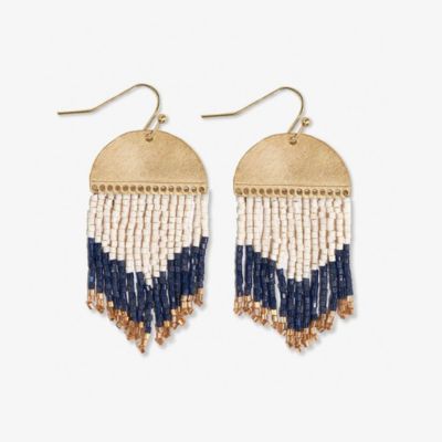 Ink & Alloy Navy Short Beaded Earrings