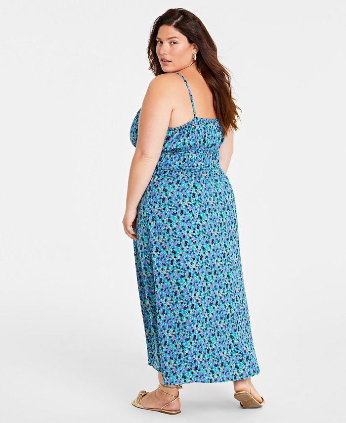 On 34th Trendy Plus Size Floral Print Midi Dress, Created for Macy's ...