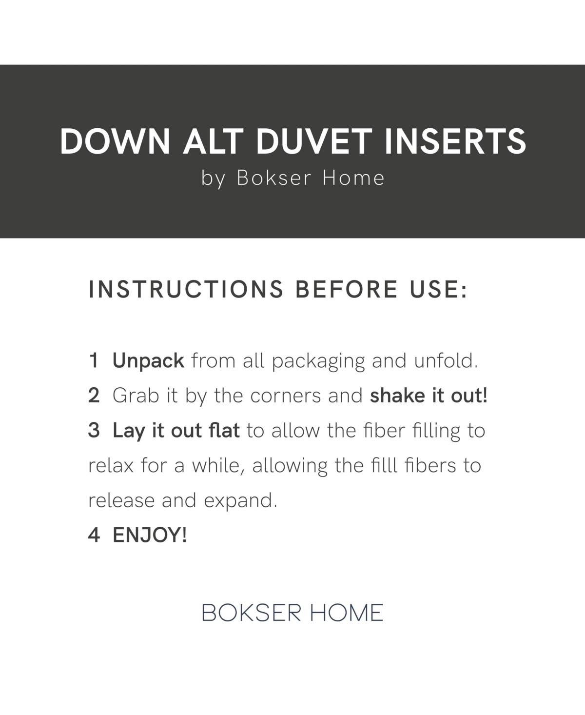 Bokser Home All Season Down Alternative Machine Washable Duvet Comforter Insert - King/Cal