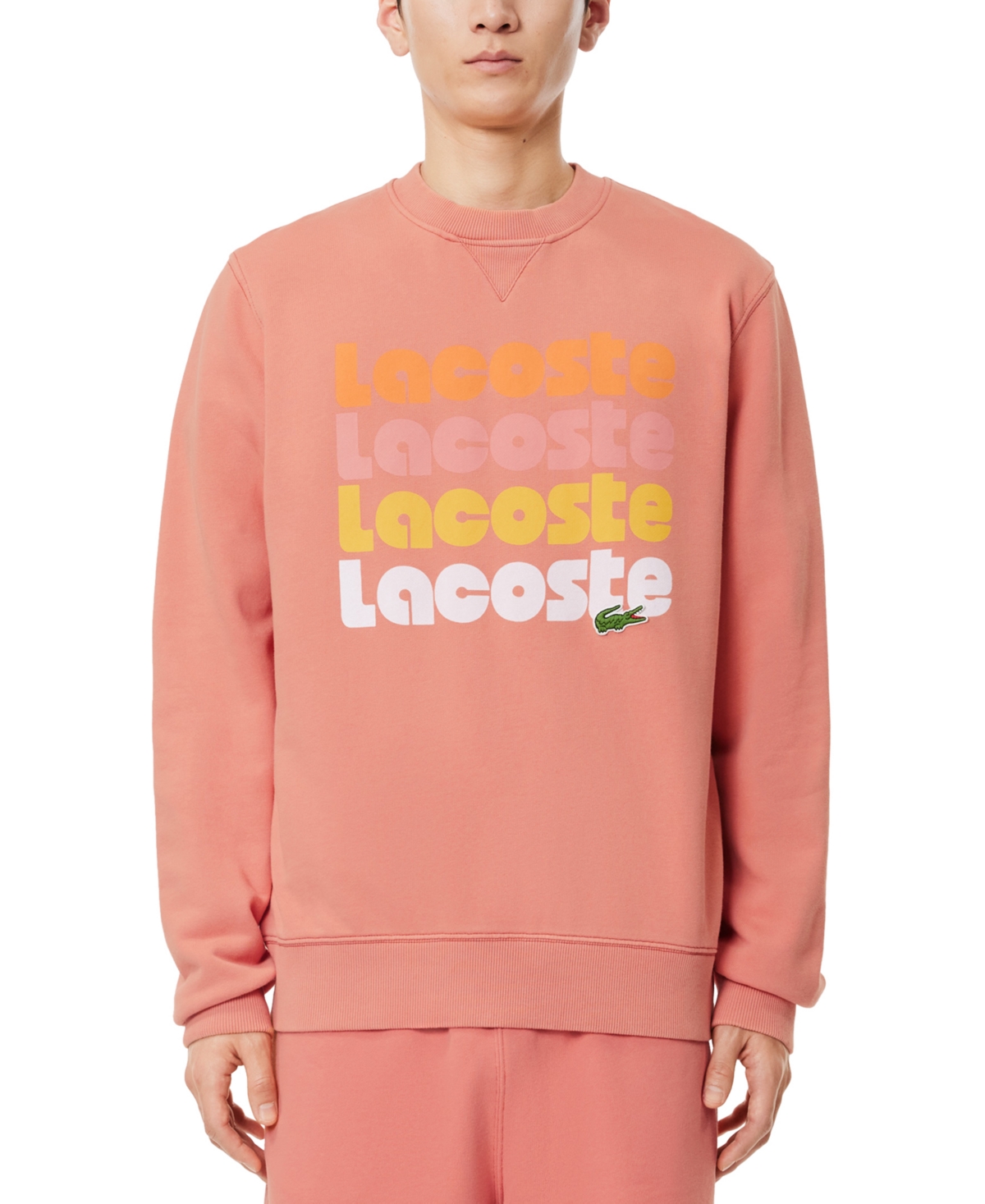 Shop Lacoste Men's Long Sleeve Crewneck Logo Graphic Sweatshirt In Sierra