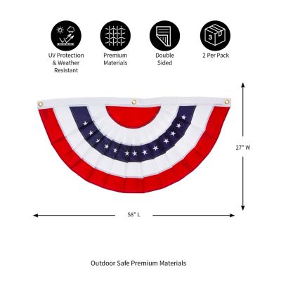 Patriotic Bunting, Medium- 58 x 27 Inches Outdoor Decor