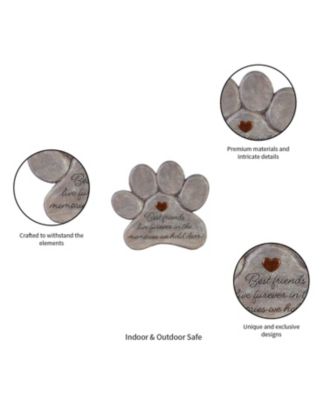 11" Paw Shaped Pet Memorial Garden Stone, Best Friends Live Forever