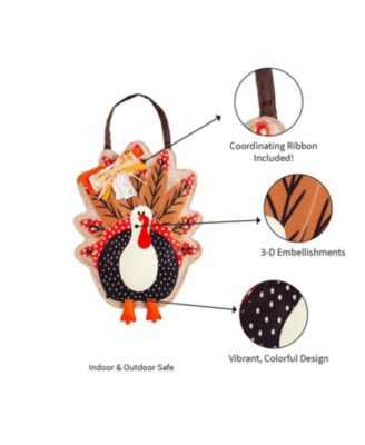 Turkey Burlap Door Decor, 13.30x17.50"H