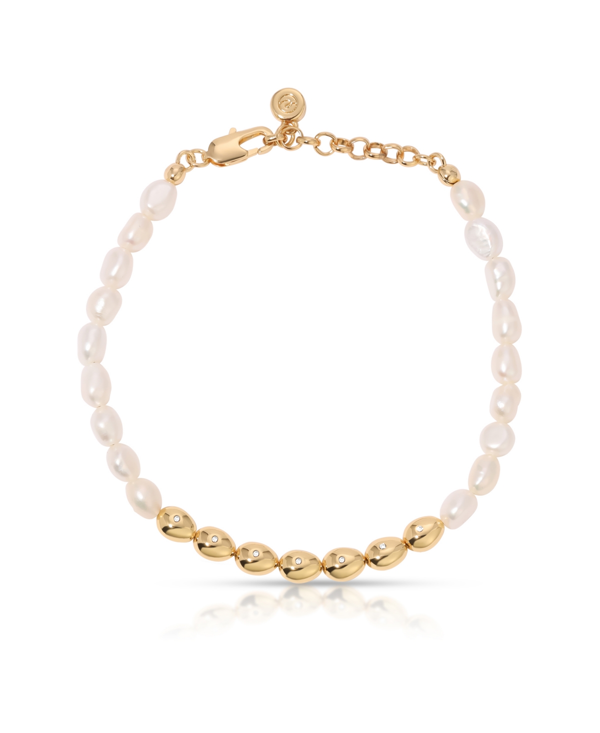 Shop Ettika Freshwater Pearl Polished Pebble Beaded Bracelet In Gold