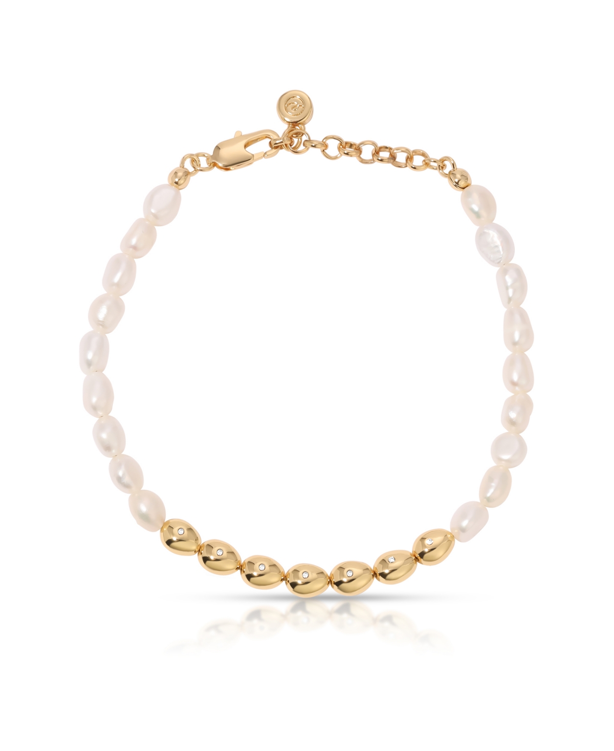 Freshwater Pearl Polished Pebble Beaded Bracelet - Gold