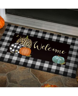 Mixed Print Pumpkins Sassafras Indoor Outdoor Switch Doormat 10"x1'10" Black