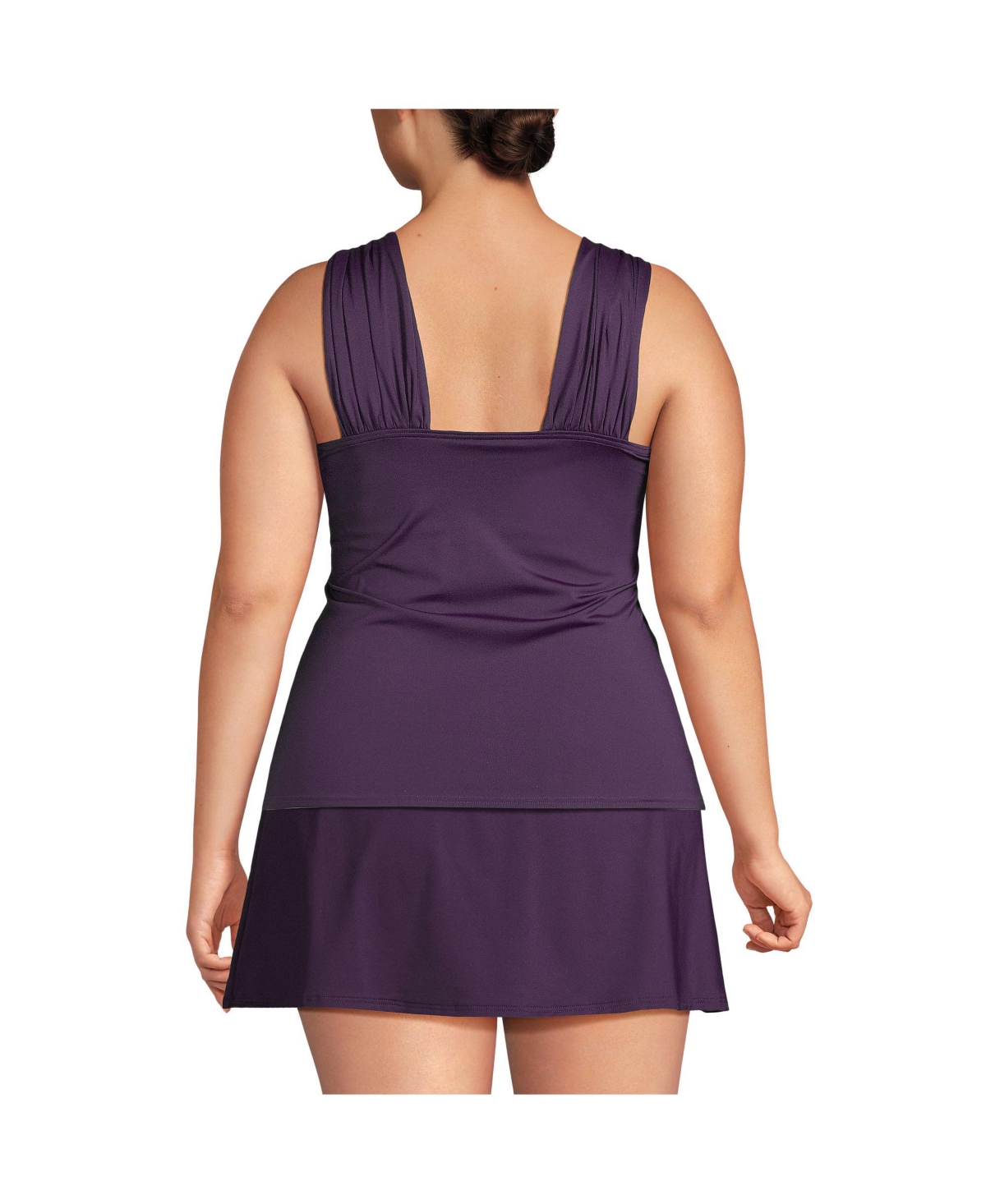 Lands' End Plus Size Cap Sleeve High Neck Tankini Swimsuit Top