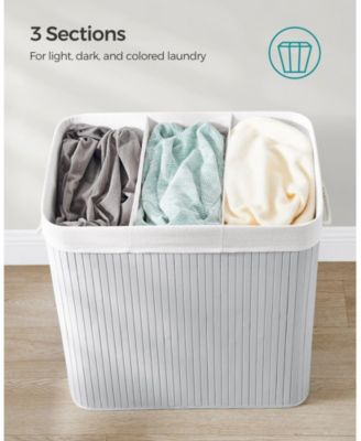 3-Section Laundry Hamper with Lid