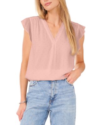 Women's Embellished V-Neck Cap Sleeve Top