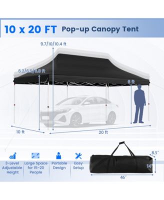 10 x 20 FT Pop-up Canopy UPF50+ Sun Protection Tent with Carrying Bag
