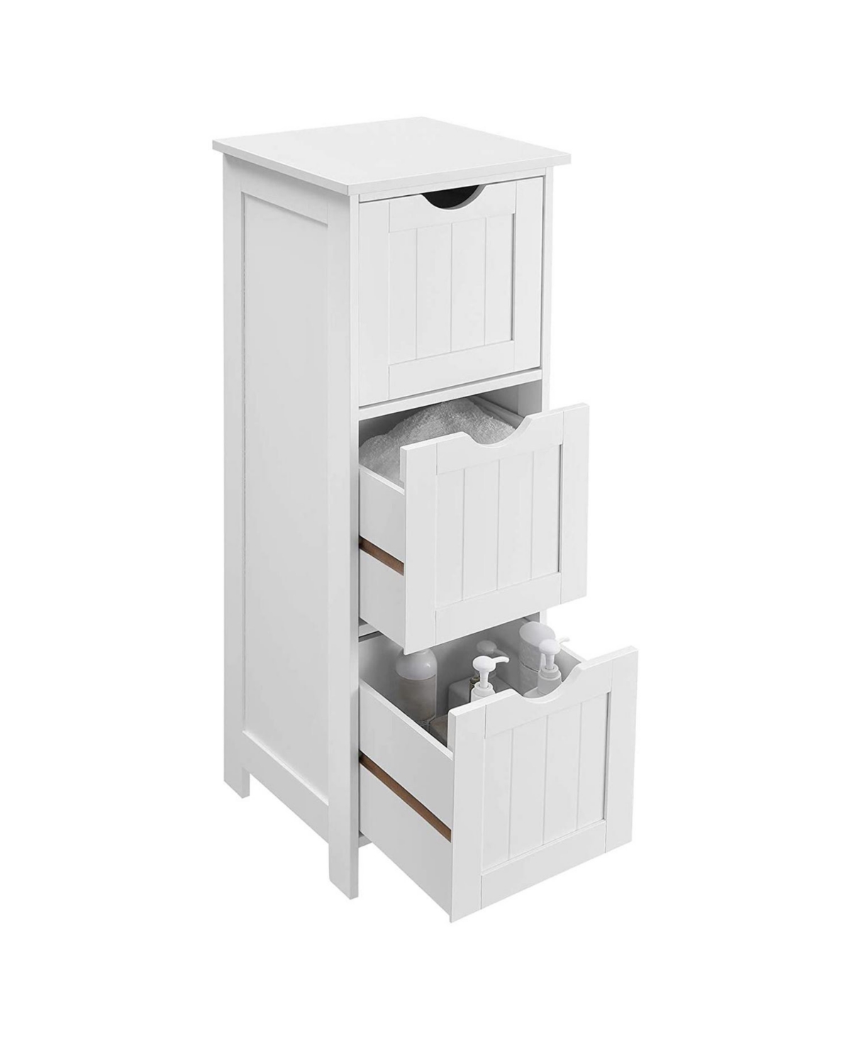 Slickblue Bathroom Cabinet Floor Cabinet, Free-standing Storage Cabinet With 3 Drawers, Matte- White