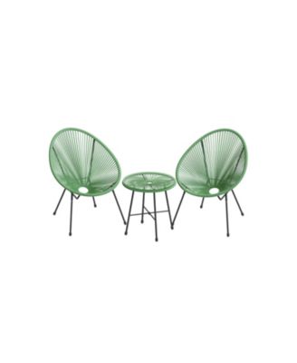 3-Piece Outdoor Seating Acapulco Chair, Modern Patio Furniture Set, Glass Top Table and 2 Chairs