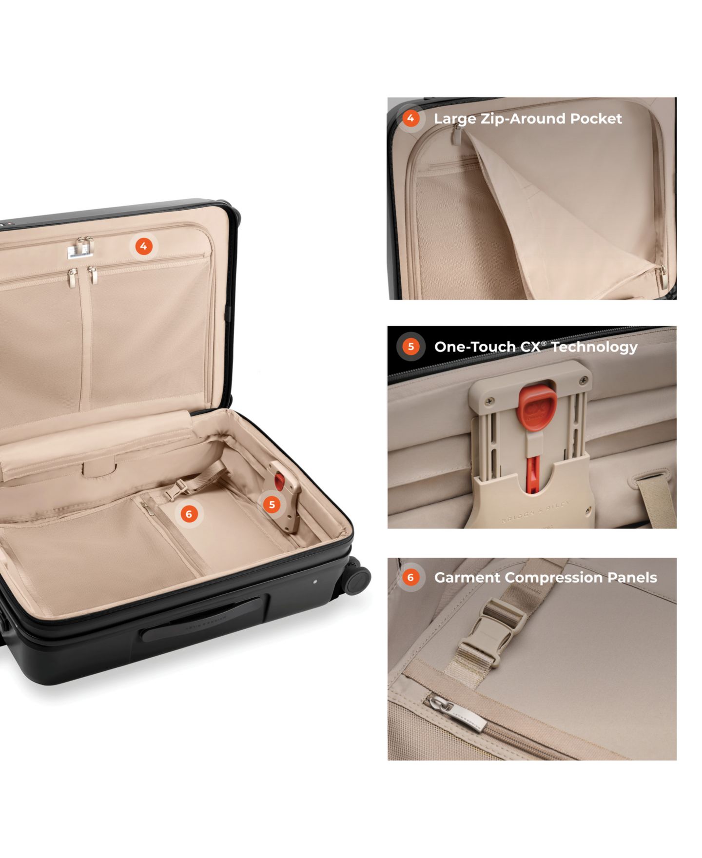 Чемодан Briggs & Riley Sympatico 3.0 Medium Expandable Spinner, цвет: Чёрный — фото 5
