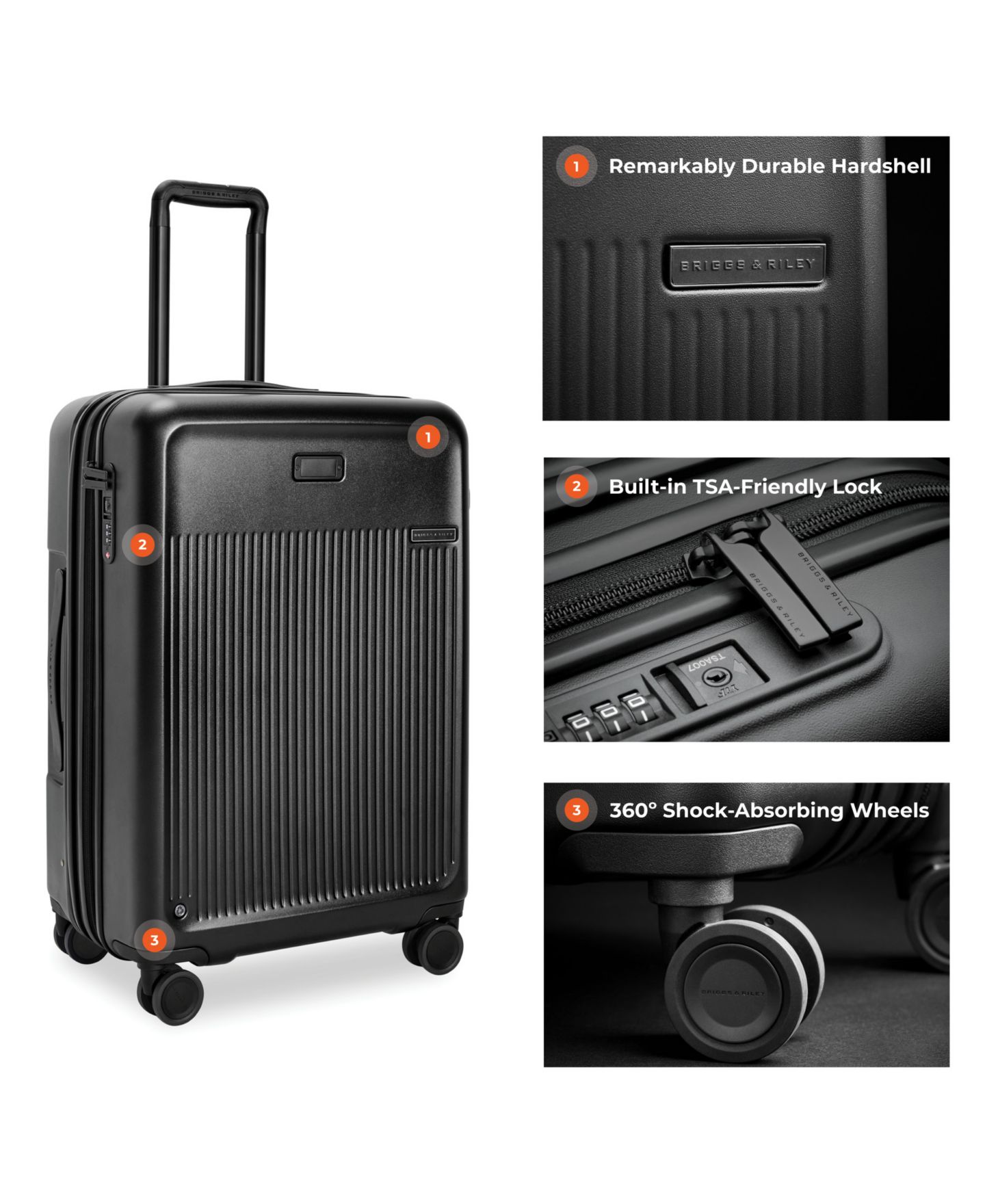 Чемодан Briggs & Riley Sympatico 3.0 Medium Expandable Spinner, цвет: Чёрный — фото 4
