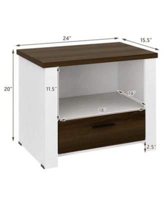 Accent Nightstand with Drawer and Open Shelf
