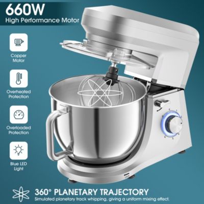 7.5 Qt Tilt-Head Stand Mixer 6 Speed with Egg Whisk, Dough Hook & Whisk