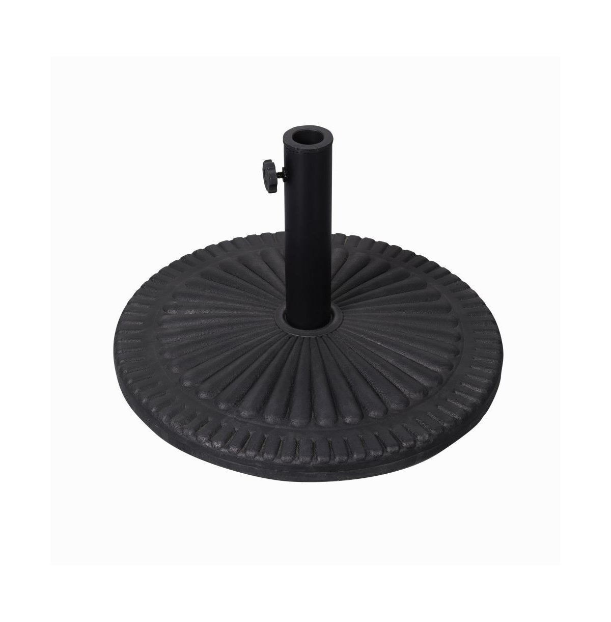 Keegan 19.25" Diameter Universal Sunburst Pattern Cement Patio Umbrella Base With Weatherproof Plastic Polymer Coating - Black