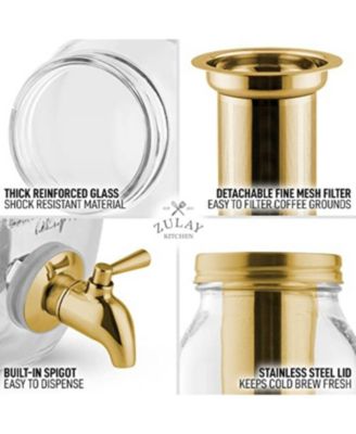 1.5 Liter Cold Brew Coffee Maker with Extra Thick Glass Carafe & Stainless Steel Mesh Filter