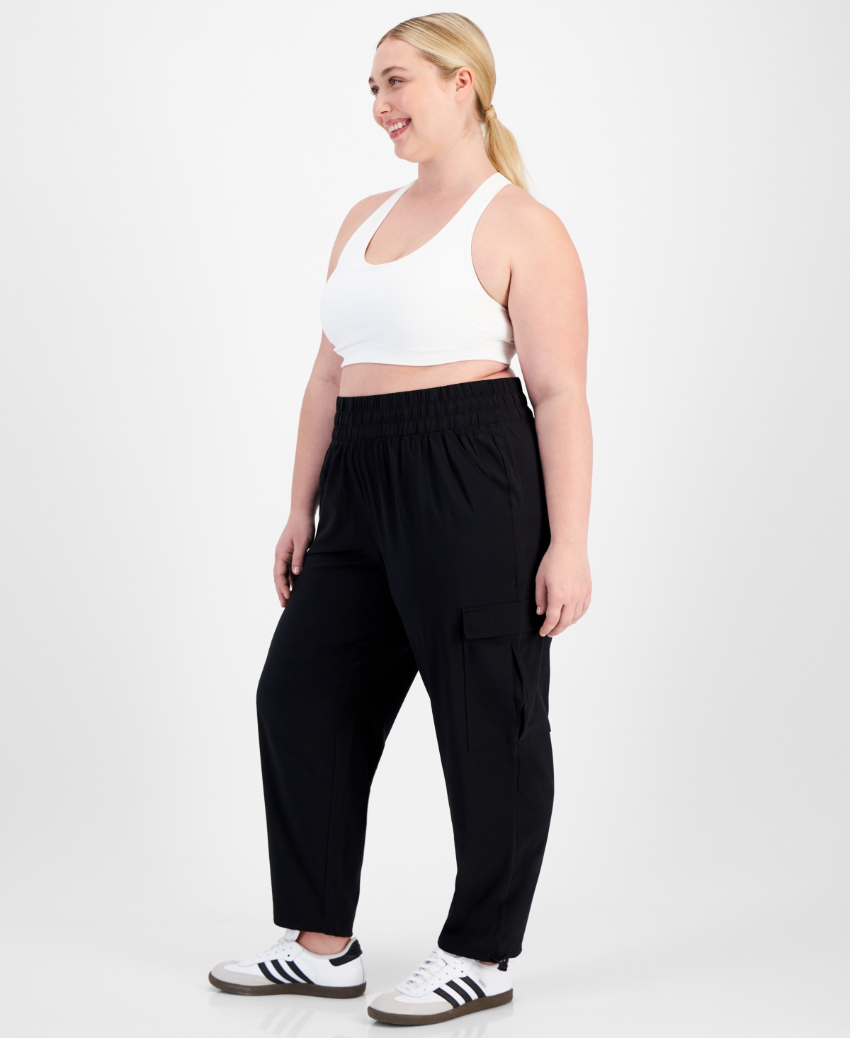 Id Ideology Plus Size Commuter Cargo Pants, Created For Macy's In Tartan Blue