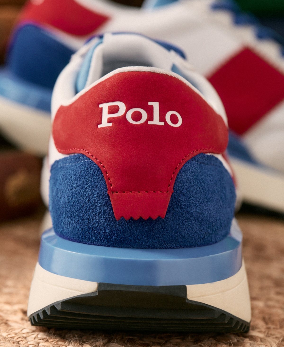 Polo Ralph Lauren Men's Train 89 Paneled Lace-Up Sneakers -blue/red