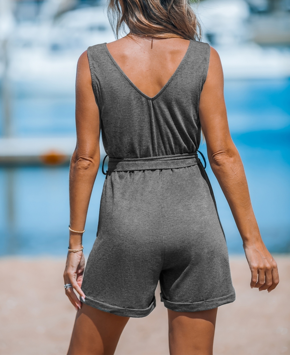 Cupshe Women's Rosalinda Belted V-Neck Romper