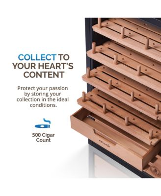 x Boveda 500-Count Electric Humidor – Stainless Steel, Temp Control, Spanish Cedar Shelves, Built-In Humidity System for Cigars