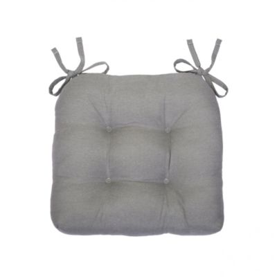 Country Living Plush Solid Colored Country Farmhouse Reversible Chair Cushions/Pads With Tear Proof Ties - Linen - 4 Piece
