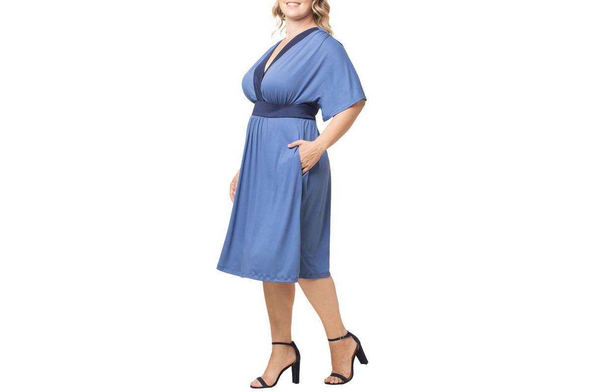 Kiyonna Plus Size Paige Color Block Midi Dress