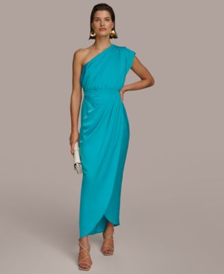 navy blue dress for baby girl Donna Karan Women's Asymmetric Draped Sleeveless Gown