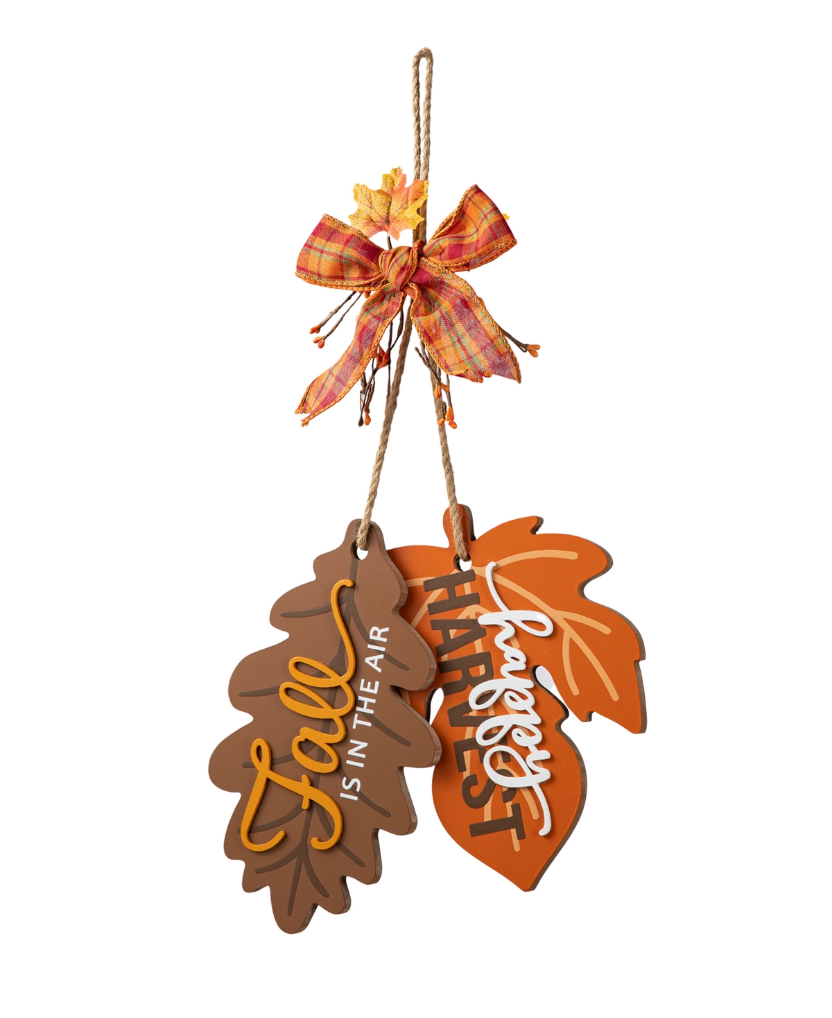Shop Glitzhome 24.5"h Fall Wooden Maple Leaves With Bowknot Door Hanger In Multi