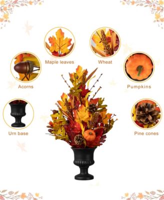 24"H Fall Maple Leaf Urn Table Tree