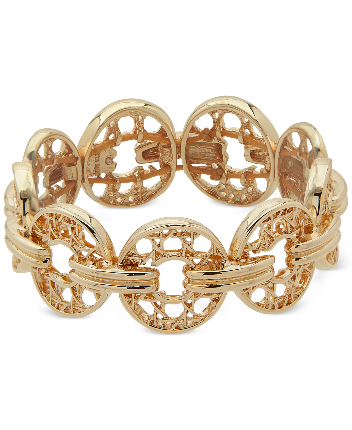 Gold-Tone Lattice Woven Ring Stretch Bracelet - Gold