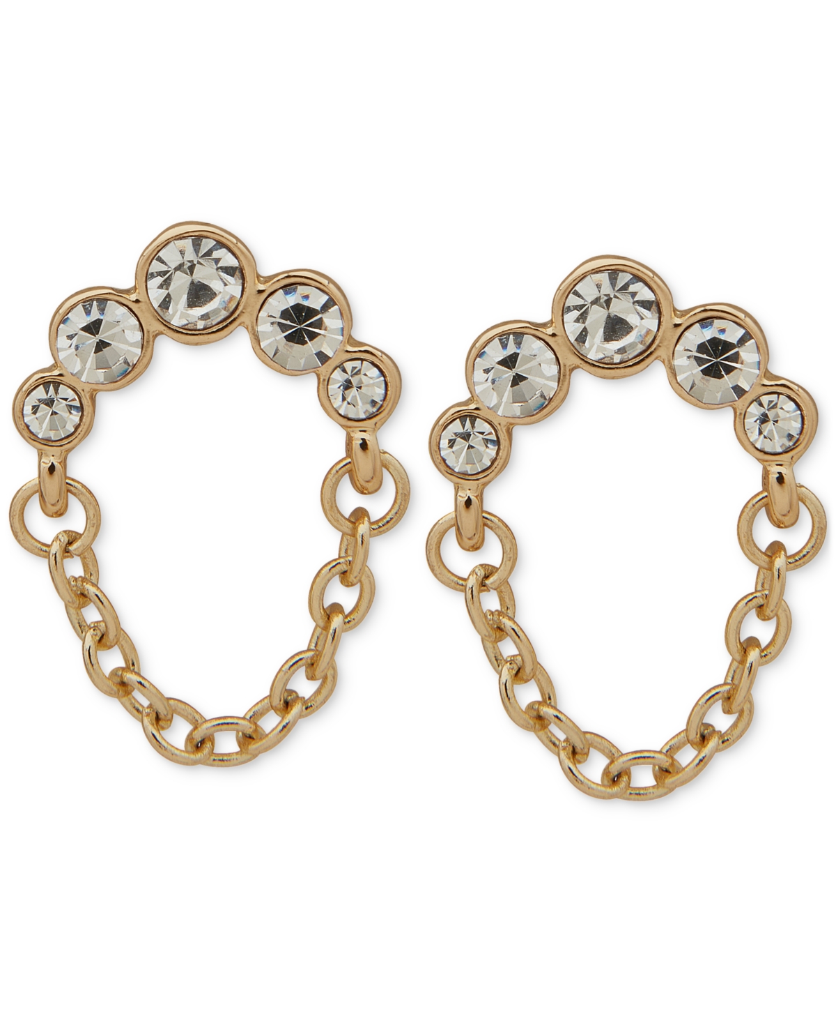 Gold-Tone Crystal & Chain Drop Earrings - Crystal