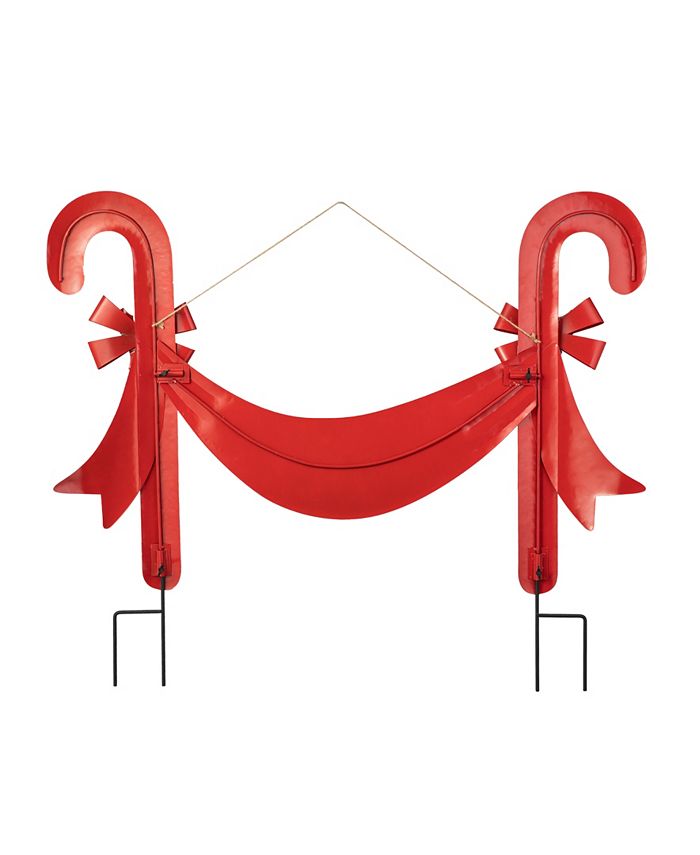 Glitzhome 36"L Christmas Metal "Merry Christmas" Candy Cane Yard Stake