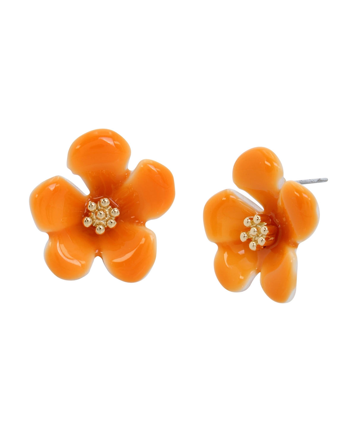 Enamel Tropical Flower Stud Earrings - Orange