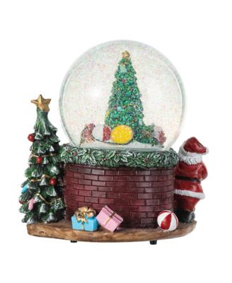 120mm Christmas Resin Lighted Musical Christmas Tree on Fireplace Waterglobe