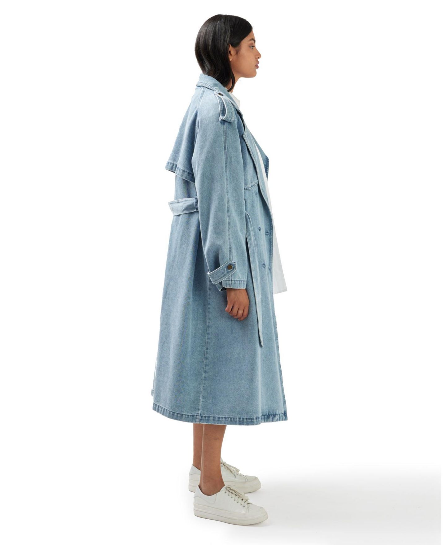 Женское пальто Belle & Bloom Wild Skies Denim Trench, цвет: Синий — фото 2