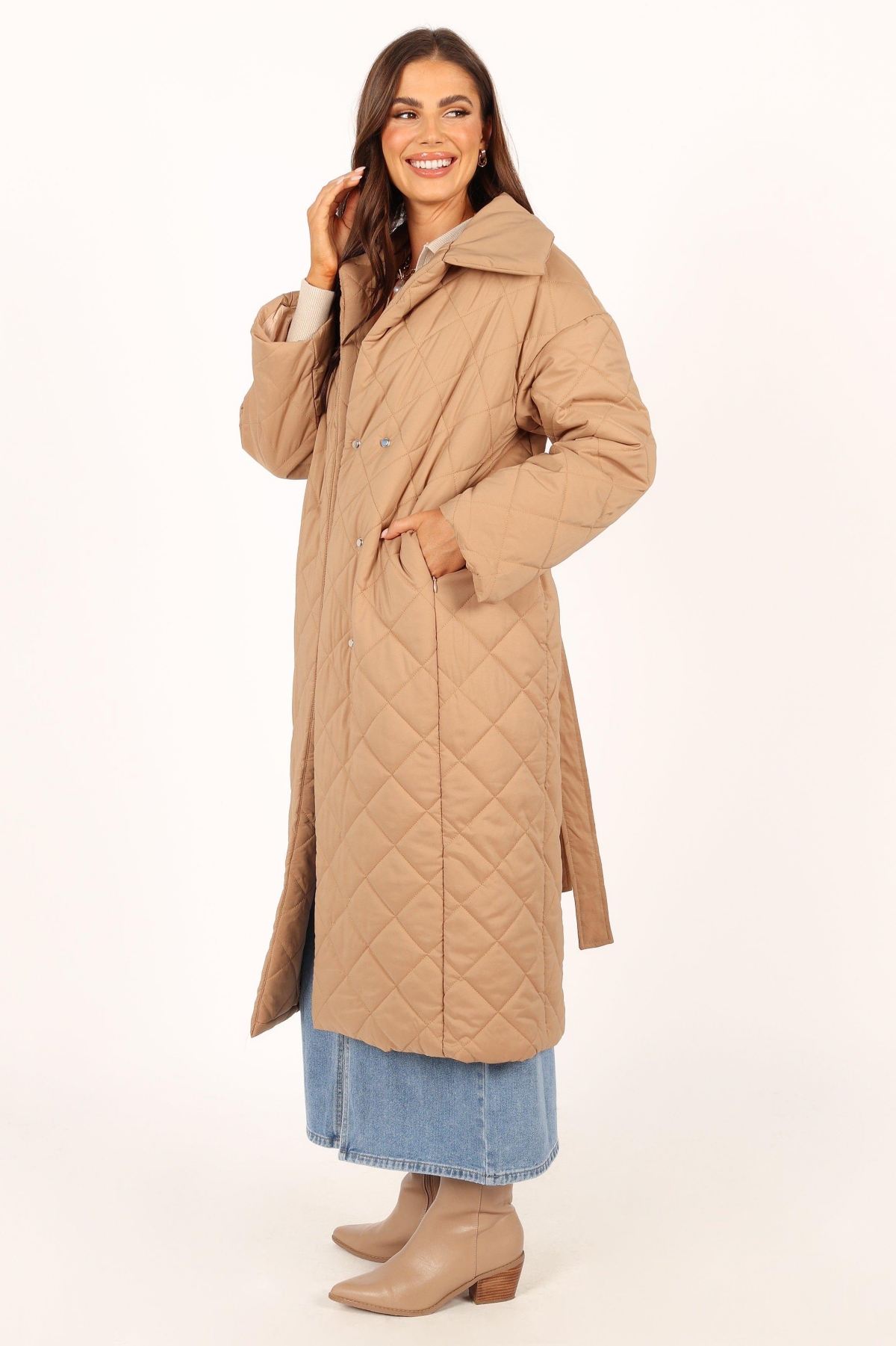 Petal and Pup Womens Kallie Quilted Tie Front Coat